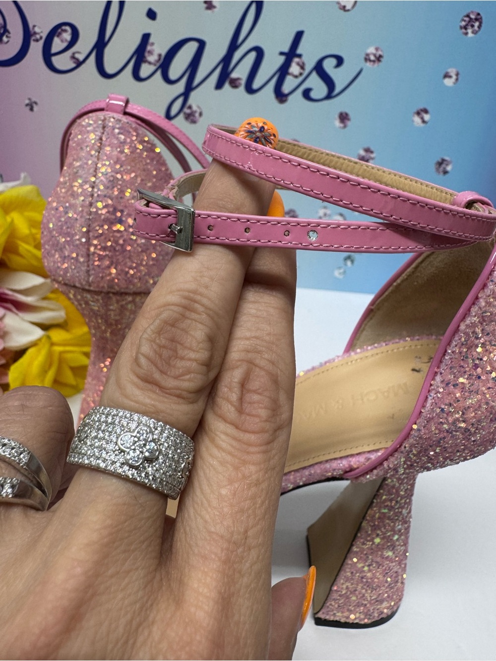 💖ONLY HERE $1400 MACH Y MACH GLITTER BOW HEELS PINK - Picture 8 of 15